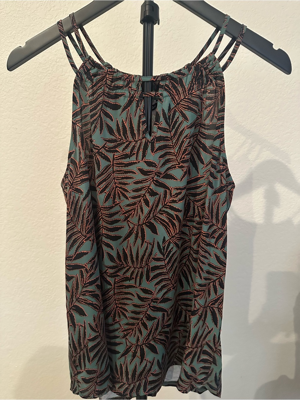 Women’s Teal Leaf-Print Swim Cover-Up Tank